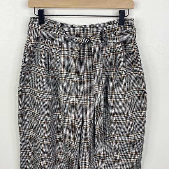 ASTR the Label Tie Waist Black Brown Plaid Trouser Pants Women's Size Medium - Picture 2 of 7